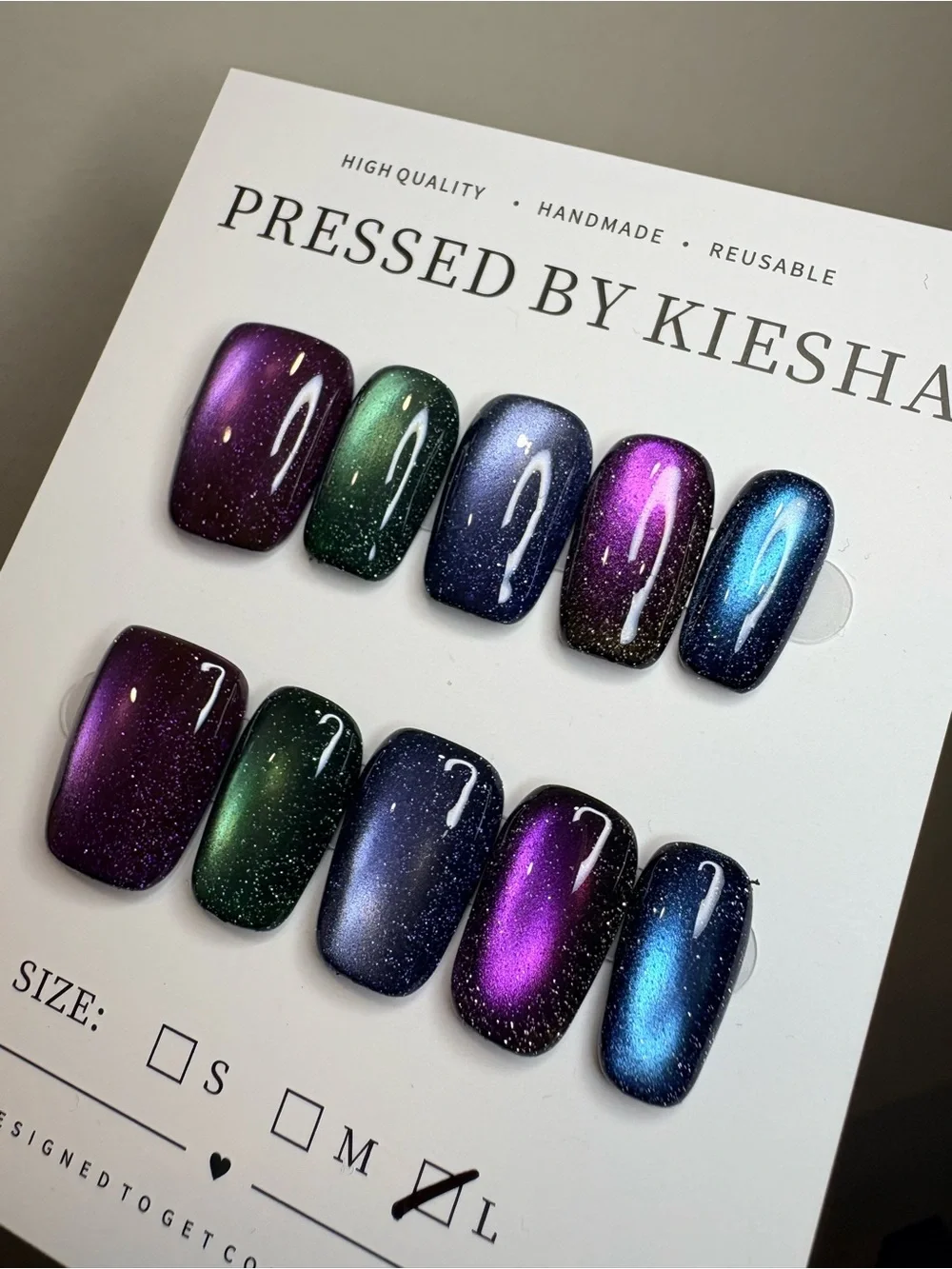 Multichrome Pressed Nail Set - Purple, Green, Blue